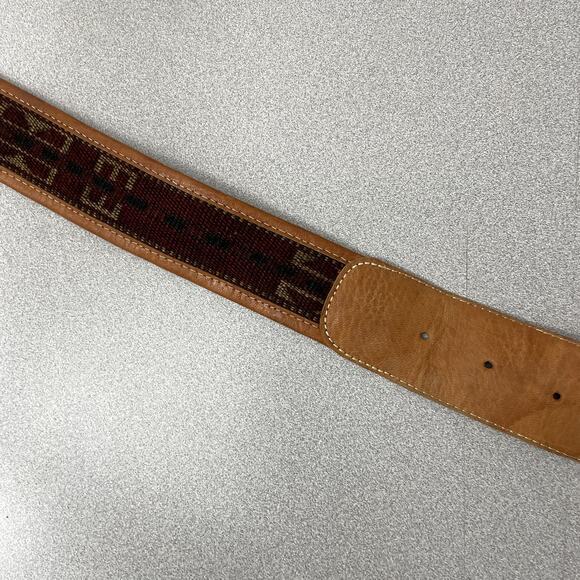 Vtg Western Leather Blanket Woven Belt Mens Large Woven Native Pattern Western main image 7